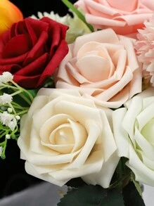 Artificial Flower Roses, 7/12/17/22/27pcs Real Touch Fake Foam Roses For Valentine's Day DIY Bouquets Wedding Party Baby Shower Home Decorations, Valentine Day, Gift Gifts Birthday Graduation