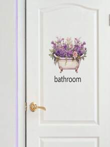 Beautiful Flower Wall Sticker For Bathroom Door, Stickers, Wall Decal, Vinly Decal For Home Decorations, Spring Decoration Items Refresh Your Home, Rama Decoration Stickers Gifts Birthday Graduation