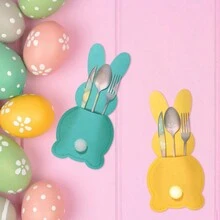 4pcs Phim hoạt hình dễ thương Phong cách lễ Phục sinh Con thỏ Dao & Cái nĩa Túi đựng Với Cái đuôi , Đầy màu sắc Felt Túi đựng Đối với Đồ dao Và , Bàn Đồ trang trí Đối với Lễ hội - Nhiều màu - Xem 9