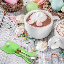 4pcs Phim hoạt hình dễ thương Phong cách lễ Phục sinh Con thỏ Dao & Cái nĩa Túi đựng Với Cái đuôi , Đầy màu sắc Felt Túi đựng Đối với Đồ dao Và , Bàn Đồ trang trí Đối với Lễ hội - Nhiều màu - Xem 8