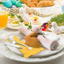 4pcs Phim hoạt hình dễ thương Phong cách lễ Phục sinh Con thỏ Dao & Cái nĩa Túi đựng Với Cái đuôi , Đầy màu sắc Felt Túi đựng Đối với Đồ dao Và , Bàn Đồ trang trí Đối với Lễ hội - Nhiều màu - Xem 7