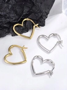 Newsoul 1 Đôi bông tai hình trái tim bằng bạc thời trang, thích hợp cho nữ giới đeo hàng ngày, quà tặng ngày Valentine. - Bạc - Xem 3