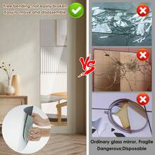 4Pcs Acrylic Mirrors Set Self Adhesive Mirror Tiles 2mm Thick Flexible Unbreakable Mirror Stickers Reflective Square Mirror Wall Stickers For Bedroom Living Room Bathroom Decor - Transparent - View 4