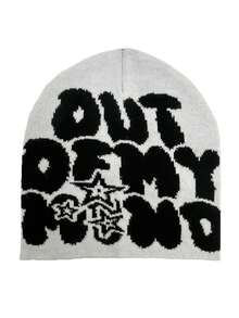 Street 1入組多色針織帽，凸起字母時尚優雅男女皆宜的春夏鬆緊帽 - 提花 - 查看 14