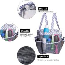 1pc Mesh Outdoor Beach Bag, Bathroom Toiletries Storage, Multipurpose Handbag, Travel Toiletry Bag With 8 Pockets - White - View 3