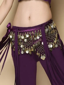 1pc Belly Dance Training Belt Hip Scarf - Purple - View 2