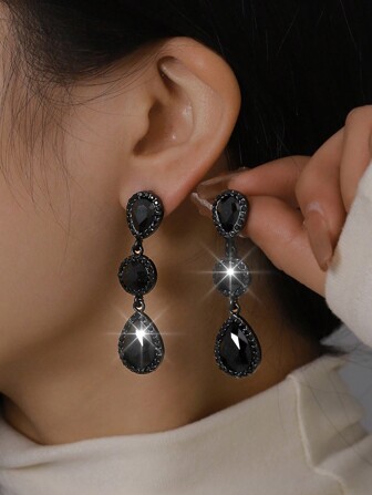 1 par bohemisk stil metallglas kristall örhängen, fashionabla high-end mångsidig populär storsäljare