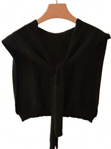 1 件女用糖果色針織披肩休閒彈性防風保暖圍巾時尚斗篷開襟衫 - 彩色 - 查看 20