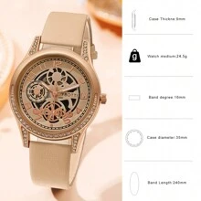 時尚女士手錶石英皮質手錶女式時鐘女式手錶情人節禮物