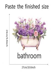 Beautiful Flower Wall Sticker For Bathroom Door, Stickers, Wall Decal, Vinly Decal For Home Decorations, Spring Decoration Items Refresh Your Home, Rama Decoration Stickers Gifts Birthday Graduation