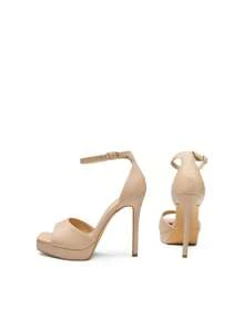Women Rhinestone High Platform Heeled Sandals, Ankle Strap Open Toe High Stilettos Party Dress Sandals, For Wedding, Party, Prom - Apricot - View 8