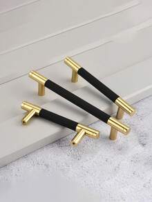 1 Pieza Tirador De Cajón Y Puerta De Armario Enrollado Con Flores De Dos Tonos Sencillo - oro negro - Ver 4