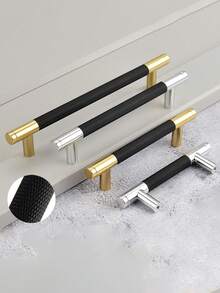 1 Pieza Tirador De Cajón Y Puerta De Armario Enrollado Con Flores De Dos Tonos Sencillo - oro negro - Ver 5