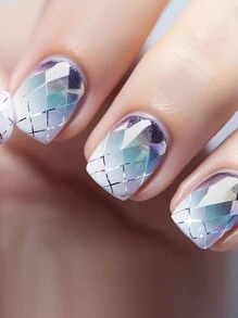 24 chiếc Bộ nghệ thuật làm móng tay lấp lánh lấp lánh theo phong cách Y2k hình vuông ngắn Y2k đầy màu sắc, thích hợp cho các bữa tiệc, tiệc khiêu vũ hoặc trang phục hàng ngày Bấm vào móng tay Đồ dùng làm móng - Nhiều màu - Xem 1