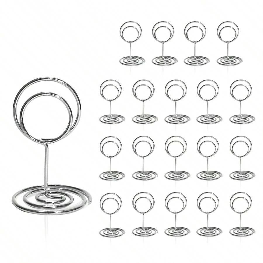 Tafelnummerhouders 20 stuks - 2 inch mini-plaatskaarthouder, korte tafelnummerstandaards voor bruiloften, feesten, afstuderen, recepties, restaurants, decoraties voor thuis, kantoormemo's (goud) - Zilver - Bekijken 1