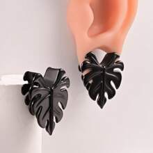 2 Piezas Nuevos Enchufes De Oreja De Silla De Moda Con Hojas, Túneles De Pendientes De Acero Inoxidable Para La Expansión Del Cuerpo Y Piercing De Joyas De Cuerpo