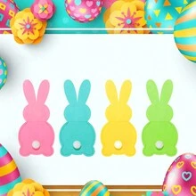 4pcs Phim hoạt hình dễ thương Phong cách lễ Phục sinh Con thỏ Dao & Cái nĩa Túi đựng Với Cái đuôi , Đầy màu sắc Felt Túi đựng Đối với Đồ dao Và , Bàn Đồ trang trí Đối với Lễ hội - Nhiều màu - Xem 6