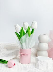 1 Bộ Bó Hoa Tulip Nhân Tạo Bao Gồm Xô Nhựa Và Giấy Gói Và 3 Bông Hoa Tulip, Xô Ôm Hoa Tulip Mini Mới, Hộp Hoa Nhỏ, Thích Hợp Làm Quà Tặng Mẹ, Quà Ngày Của Mẹ, Quà Ngày Lễ Tình Nhân, Quà Sinh Nhật, Bó Hoa Cầm Tay, Bàn Ăn Tại Nhà Trang trí mặt bàn - xanh + bạc - Xem 6