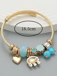 1pc European And American Style Women's Metal Pendant Opened Bracelet, Suitable For Wedding, Date, Travel, Party, Festival, As Gift