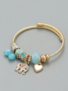 1pc European And American Style Women's Metal Pendant Opened Bracelet, Suitable For Wedding, Date, Travel, Party, Festival, As Gift
