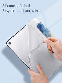 可愛貓咪&銀河圖案矽膠平板電腦保護套帶筆筒,支援睡眠/喚醒功能,相容於三星/華為/小米ipad