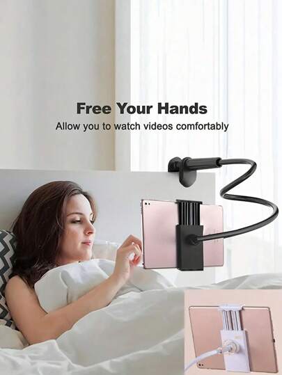 手机平板电脑支架 - 懒散支架床边夹 - 通用手机平板电脑支架 - 固定夹长而灵活的 360 夹可变形通用桌面平板电脑懒散手机支架兼容 、Android 手机，生日、家人、朋友的礼物，360 度旋转，床上懒散支架