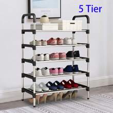 LIVINGANDHOME Living And Home 3-6 Tier Metal Shoe Rack (Space-Saving Ventilated Organizer) - Slim Standing Shoe Shelf For Entryway, Closet & Bedroom