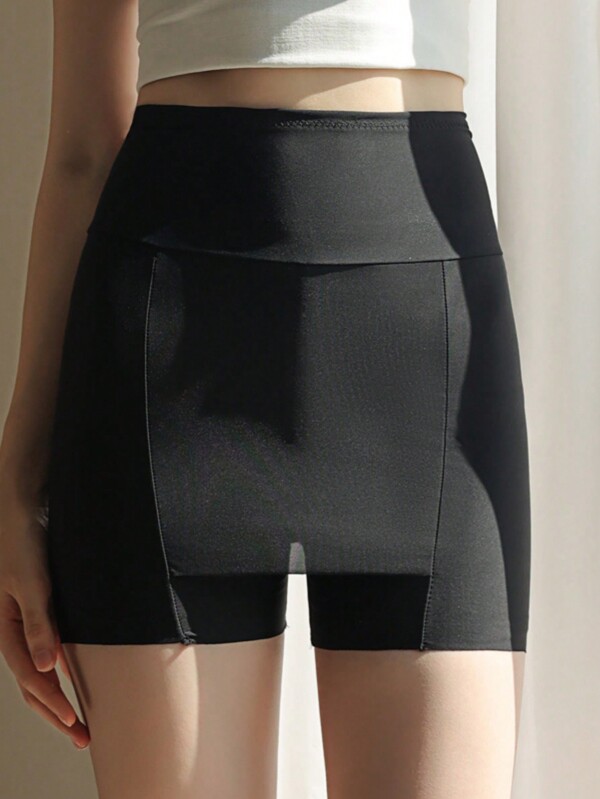 1 pieza Leggings para mujer de cintura alta con control de abdomen y Short interior sin costuras - Short doble capa para una silueta suave, diseño antitransparencia y con borde que no se enrolla, imprescindible para días ventosos, apto para uso diario.
