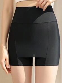 1 pieza Leggings para mujer de cintura alta con control de abdomen y Short interior sin costuras - Short doble capa para una silueta suave, diseño antitransparencia y con borde que no se enrolla, imprescindible para días ventosos, apto para uso diario.