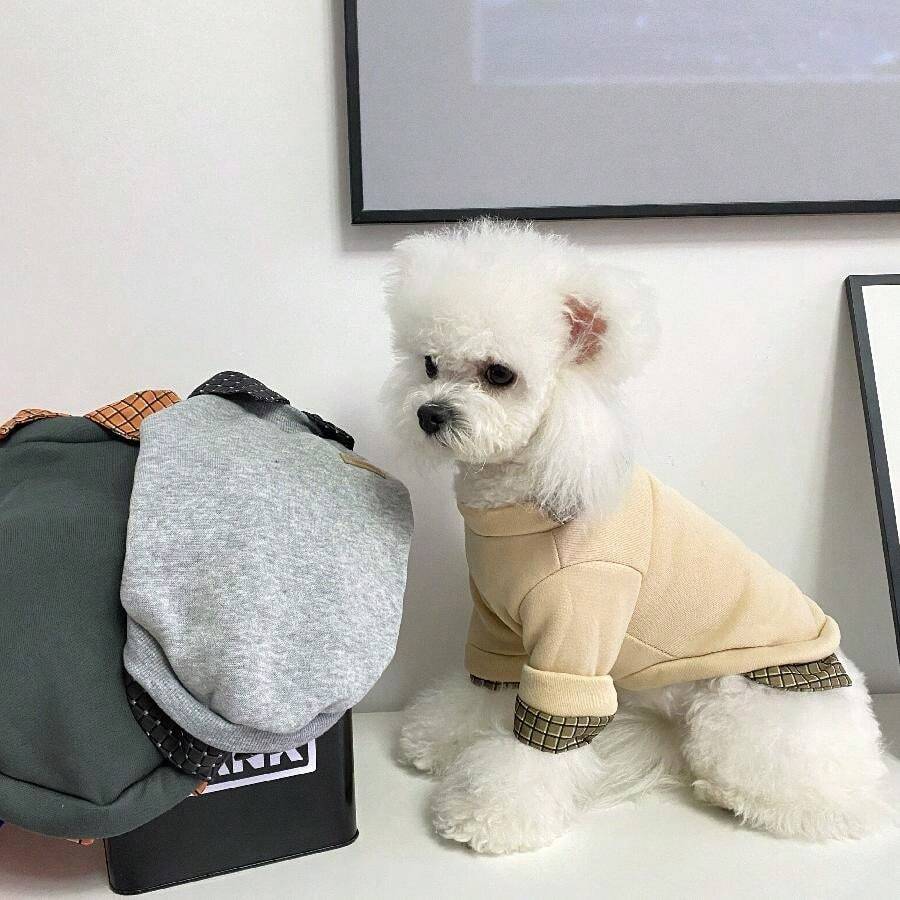 寵物衣服,冬季,2合1帽衫設計 - 灰色 - 查看 1