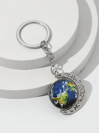 1pc Creative DIY Time Gem Rotating Globe Keychain, Keyring Gift For Lover, Friend, Girlfriend, Holiday, Memorable, Mobile Phone, Car Accessories (Rotatable)