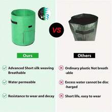 10加侖氈布馬鈴薯種植袋,可摺疊,透氣氈布蔬菜種植箱具有手柄和窗戶收獲拉練和收獲窗戶-非常適合種植馬鈴薯,番茄和蔬菜！ - 綠色 - 查看 2