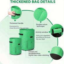 10加侖氈布馬鈴薯種植袋,可摺疊,透氣氈布蔬菜種植箱具有手柄和窗戶收獲拉練和收獲窗戶-非常適合種植馬鈴薯,番茄和蔬菜！ - 綠色 - 查看 8