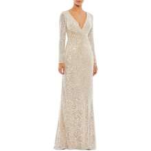 Ieena for Mac Duggal Womens Sequined Long Evening Dress - bạc khỏa thân - Xem 1