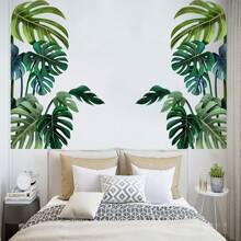 Pegatinas De Pared Fáciles De Instalar De Hojas Verdes Tropicales: Superficie De Vinilo Brillante, Decoración De Hogar Temática Natural Vibrante - ¡opción Ideal Para Superficies De Plástico!