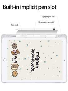 可愛熊餅幹圖案防摔矽膠平板電腦套,配筆槽和睡眠/喚醒功能支援,適用於三星、華為、小米、ipad等品牌設備 - 彩色 - 查看 5