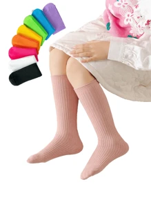 Children's Spring, Autumn, Summer, And Winter 1 Pair Of Solid Heel Free Mid Length Socks - Royal Blue - View 1