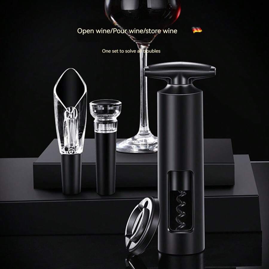 1入2023新款四合一紅酒開瓶器，家用多功能開瓶器，個性化紅酒和啤酒開瓶器，手動開瓶器套件，真空紅酒塞，創意矽膠保鮮氣泡封口，家用拉動式不銹鋼葡萄酒瓶塞，啤酒，罐頭開瓶器