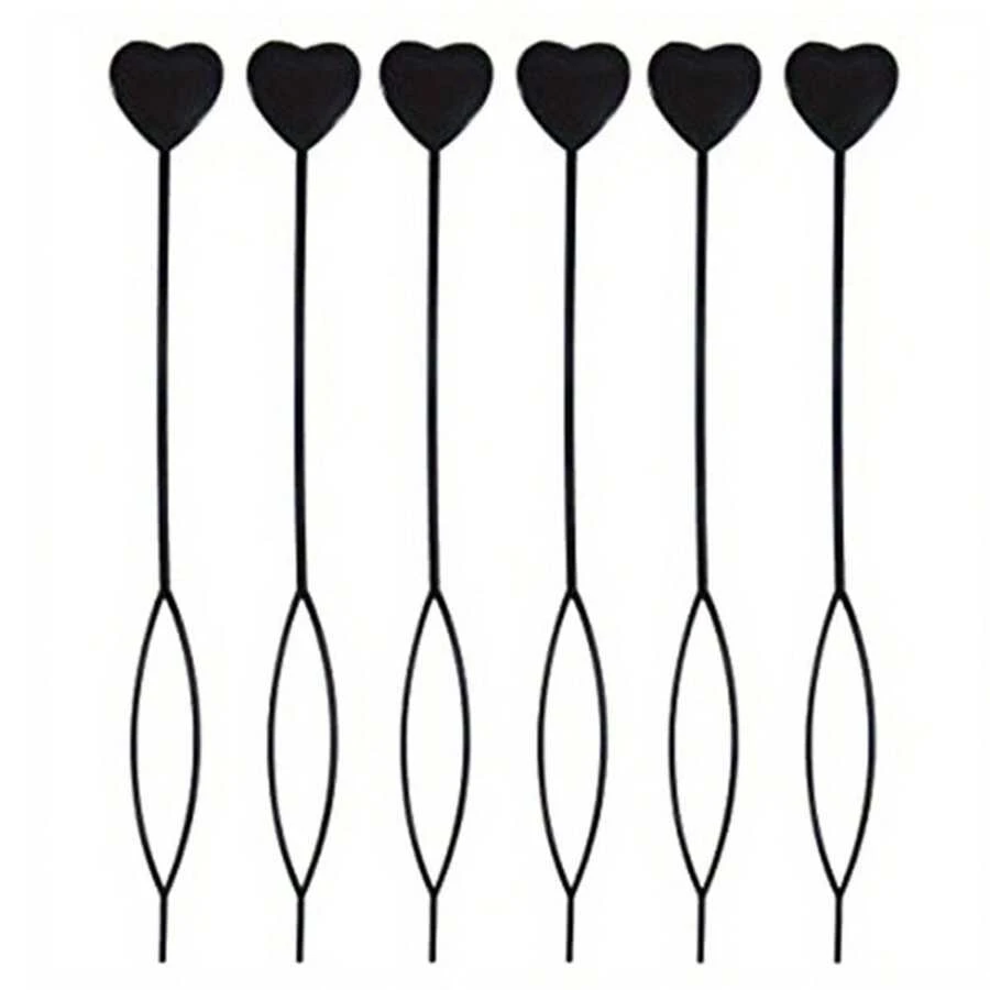 Herramienta De Estilo De Cola De Caballo De Plástico De 6 Piezas - Enhebrador De Cuentas Rápido Y Colorido - Adecuado Para Niñas - Negro - Ver 1