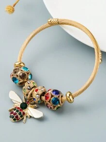 1pc European And American Style Women's Metal Pendant Opened Bracelet, Suitable For Wedding, Date, Travel, Party, Festival, As Gift