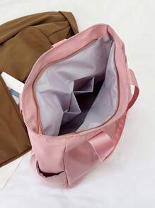 純色極簡風格肩背包,褶皺休閒手提袋