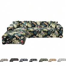1入l型彈性沙發套沙發保護套,客廳彈性通用家具保護套,附一個免費枕頭套 - 墨綠色 - 查看 1