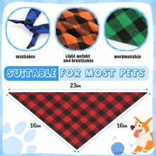 1入組生日禮物頸巾格子圍兜,雙面設計並可調節的三角狗圍巾蝴蝶結,適用於小到大型犬 - 彩色 - 查看 5