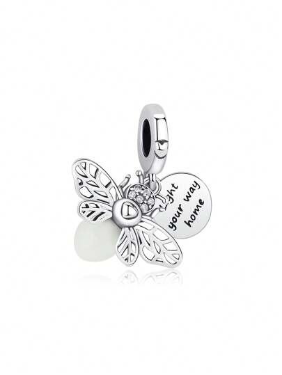 Un Colgante Plateado Luminoso De Luciérnaga Adecuado Para Pulseras O Collares Diy De Mujer, Regalo De Cumpleaños