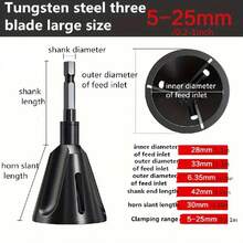Awokee 去毛刺鎢鋼三邊倒角裝置,外部圓倒角,螺紋修剪刀具合金修剪裝置,螺釘螺栓去毛刺（只有倒角裝置,不包括電鑽主機） - 黑色 - 查看 2
