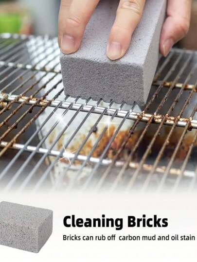 1/2pcs Grill Cleaning Stone, Powerful Cleaning For Camping Grill, Grate, BBQ, Griddle, Removes Dirt, Burnt Marks, Durable