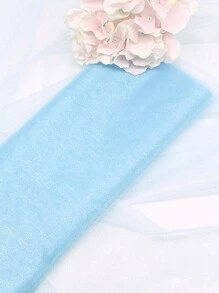 1 件 5/10M 透明欧根纱薄纱透明面料背景窗帘，现代欧根纱户外派对装饰椅子装饰新娘横幅适用于婚礼、生日派对、派对装饰、圣诞节 - 淺藍 - 查看 4