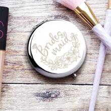 1pc Bride Tribe Gift Compact Mirror Bridesmaid Wedding Bachelorette Hen Party Gift Maid Of Honor Makeup Mirror Birthday Gifts Graduation Home Decor Back To School Room Decor School Supplies