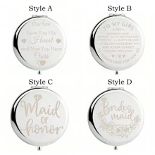1pc Bride Tribe Gift Compact Mirror Bridesmaid Wedding Bachelorette Hen Party Gift Maid Of Honor Makeup Mirror Birthday Gifts Graduation Home Decor Back To School Room Decor School Supplies