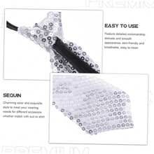 1pc Unisex White Reflective Sequin Beaded Adjustable No Tie Slouchy Casual Fashion Necktie For Festival Party Stage Performance Decoration Street - White - View 2
